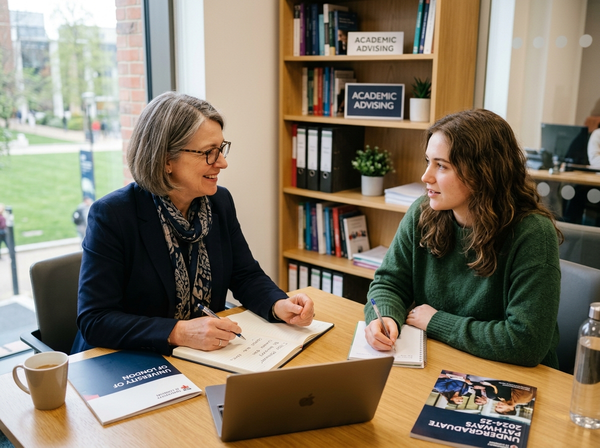 Student receiving academic guidance in a personal consultation session